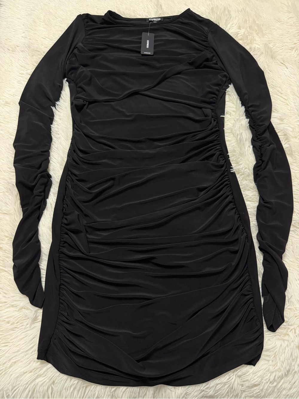 Express Crew Neck Long Sleeve Twist Front
Ruched Mini Dress - Picture 3 of 5